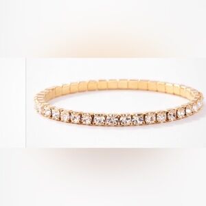 Touchstone Crystal by Swarovski stretch bracelet gold plated white crystals NWT